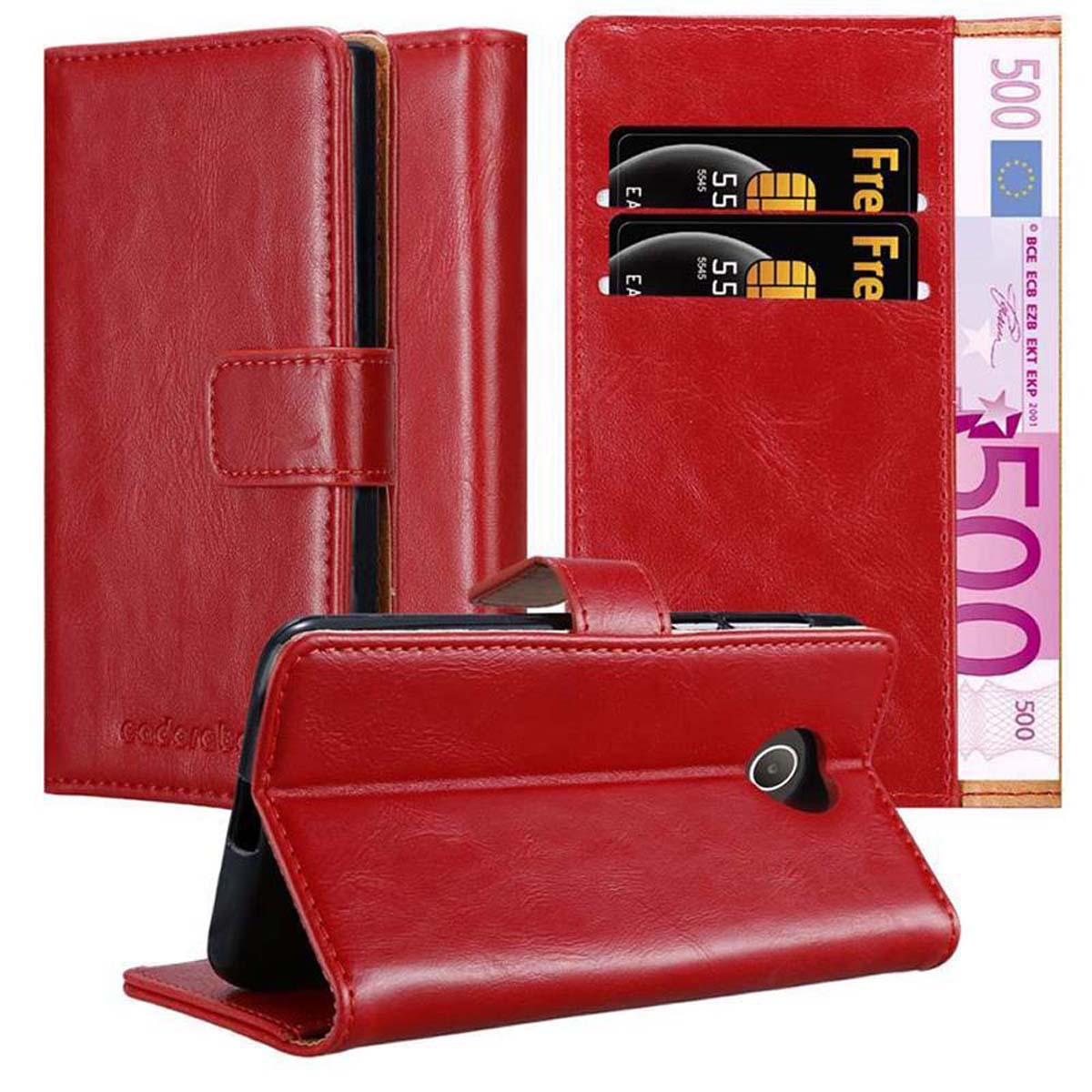 CADORABO Hülle Luxury Bookcover, Y331 Book Style, ROT / Y330 / WEIN Huawei, / Y3C Y3 / Y360