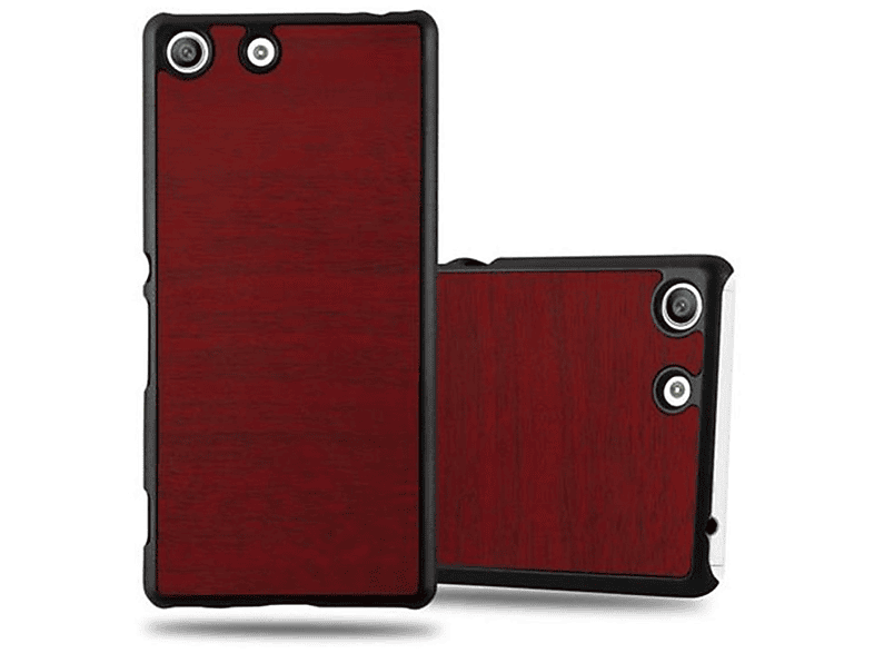 Style, Sony, M5, Hülle CADORABO Case Hard WOODY Xperia Woody Backcover, ROT