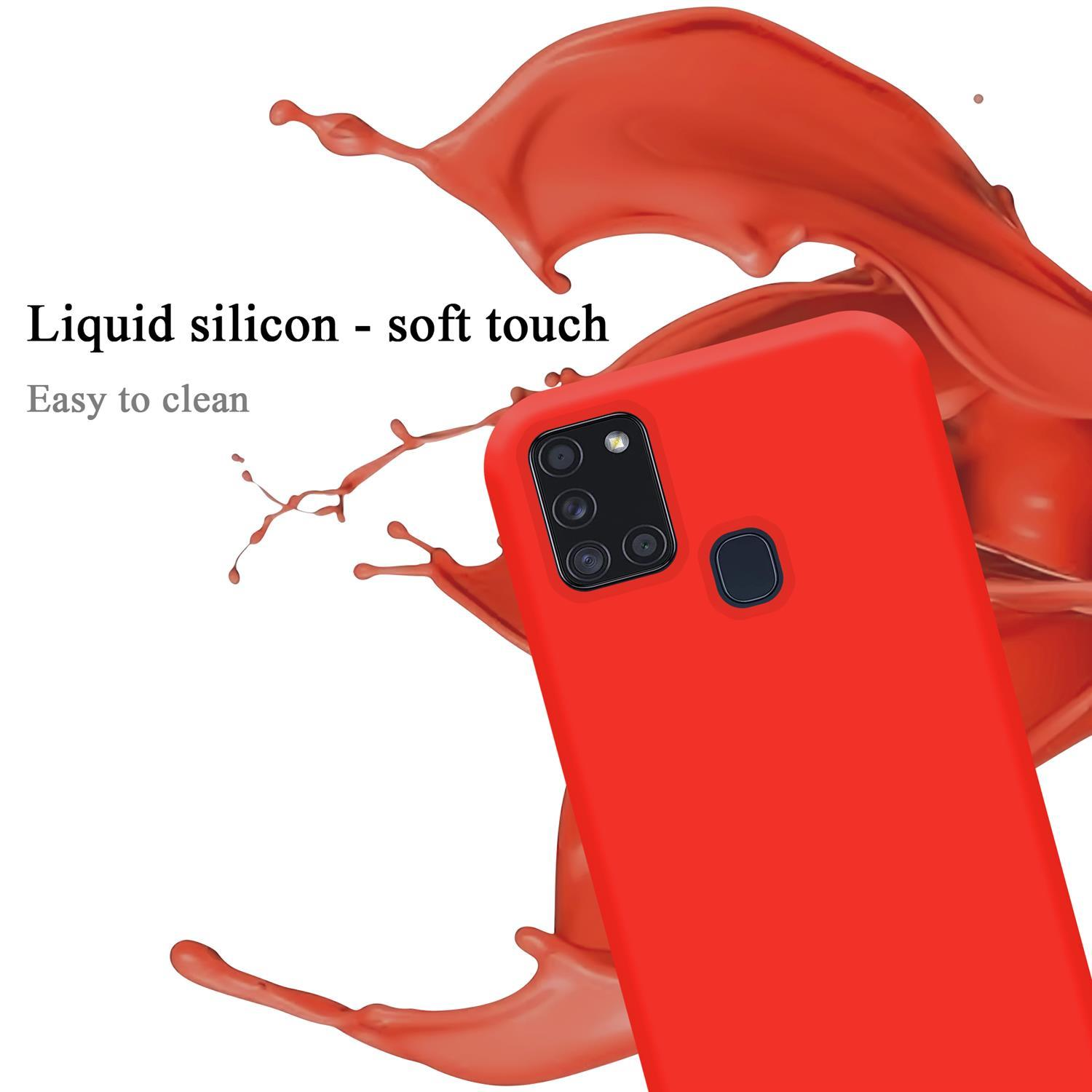 LIQUID Backcover, A21s, ROT Silicone Samsung, Liquid Case CADORABO im Style, Galaxy Hülle
