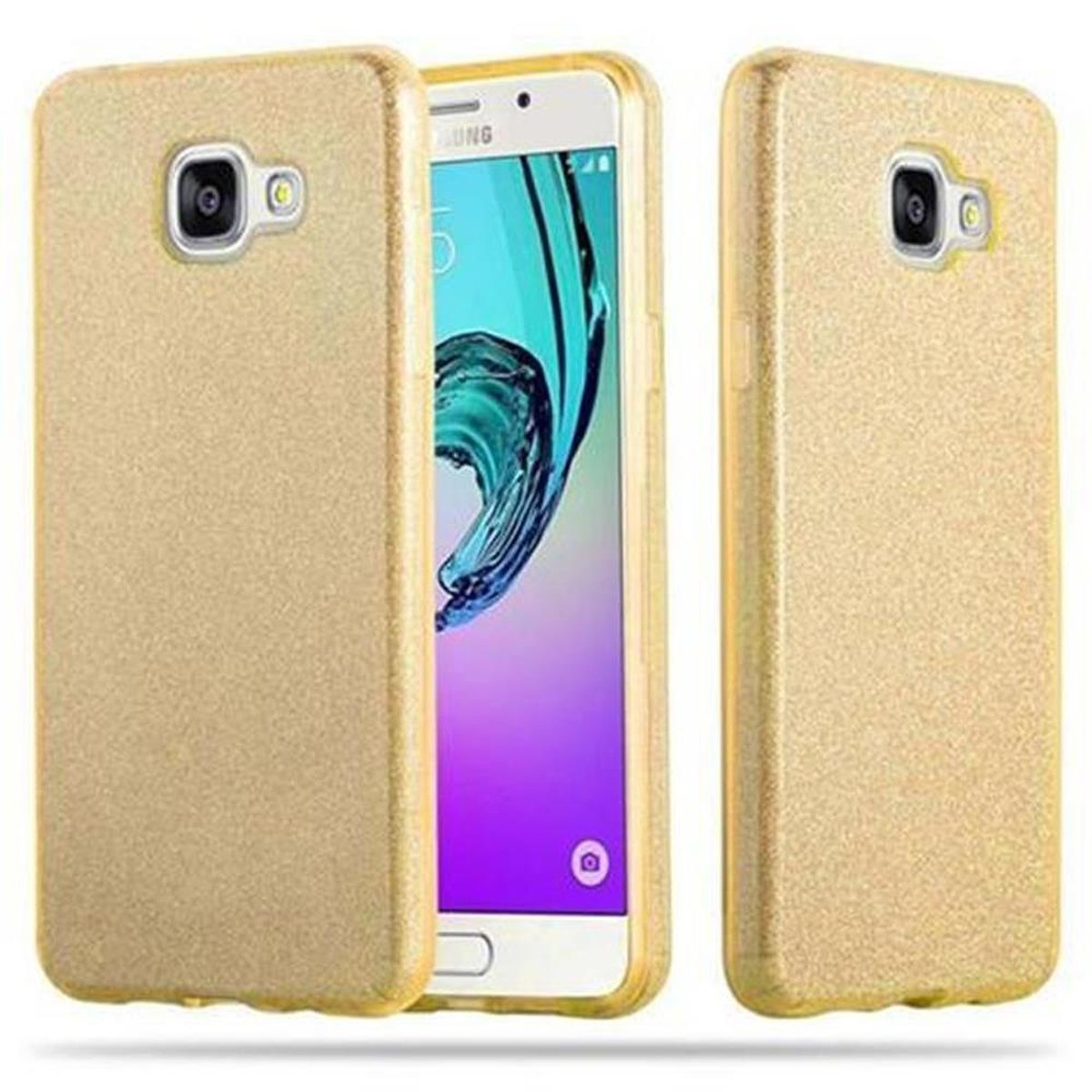 Hard Samsung, Hülle GOLD Glitzer STERNENSTAUB Design, Schutzhülle A3 CADORABO im 2016, Case Backcover, Galaxy