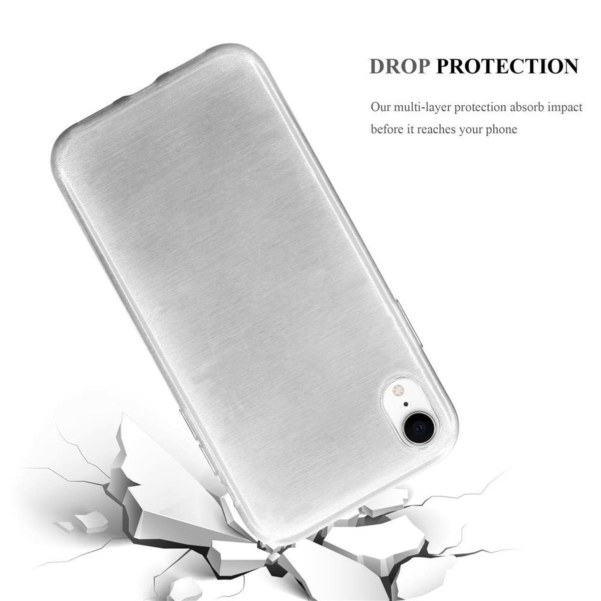 TPU SILBER Brushed Apple, CADORABO iPhone XR, Hülle, Backcover,