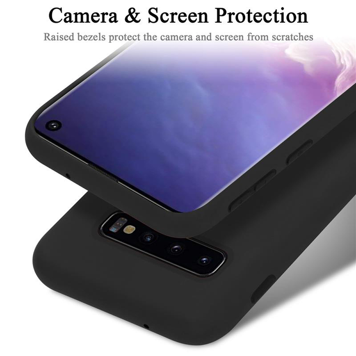 4G, Style, Liquid Case CADORABO SCHWARZ im Backcover, Hülle Galaxy S10 Samsung, LIQUID Silicone