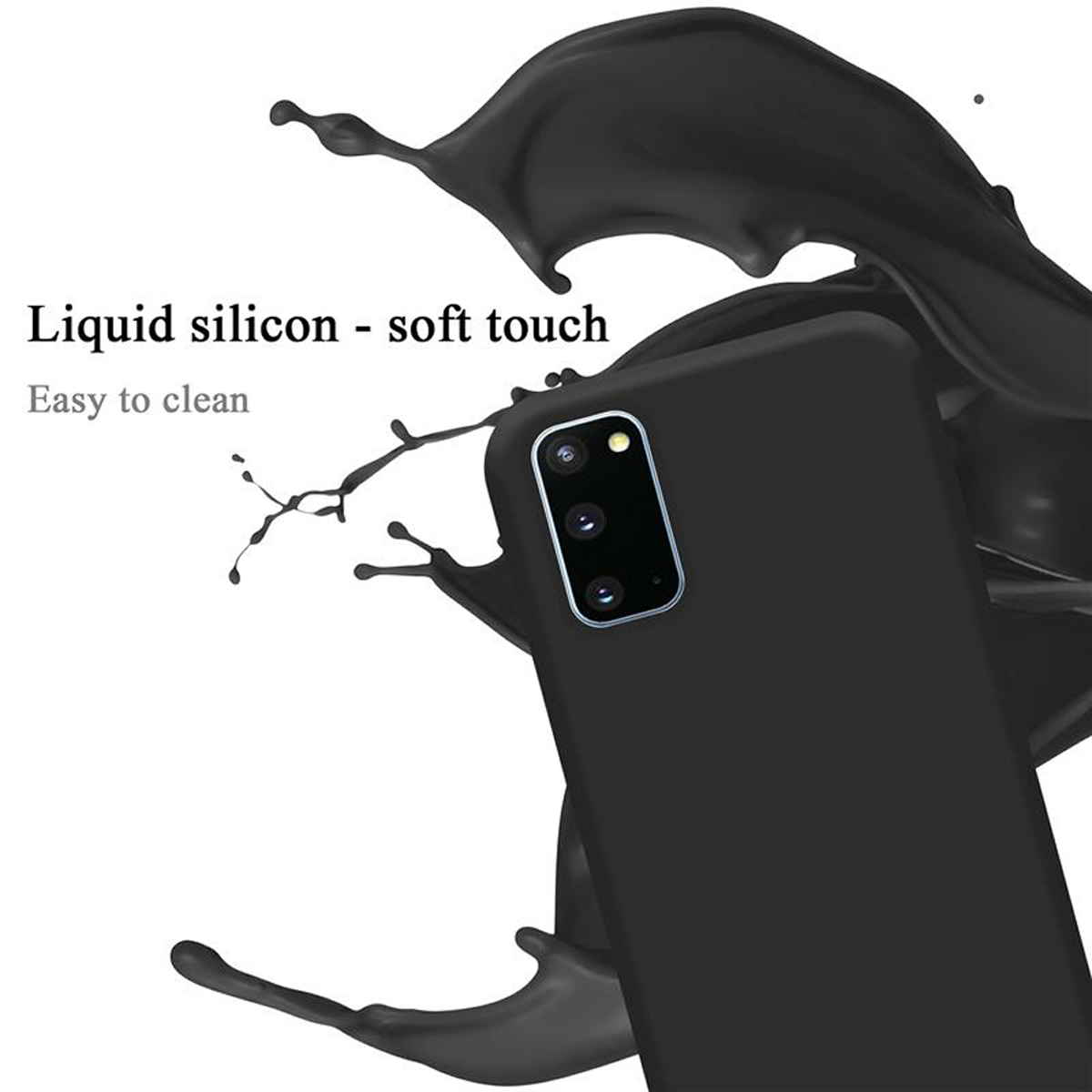 CADORABO Hülle im Liquid Silicone Case S20, Samsung, Style, Backcover, LIQUID Galaxy SCHWARZ