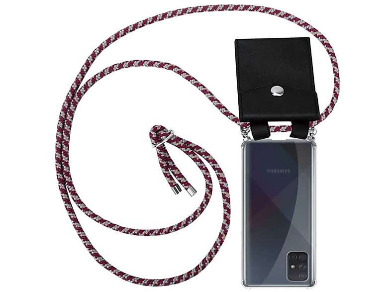 CADORABO Handy Kette mit Kordel Hülle, abnehmbarer Band Ringen, ROT Samsung, Silber WEIß 5G, und Backcover, A71 GELB Galaxy