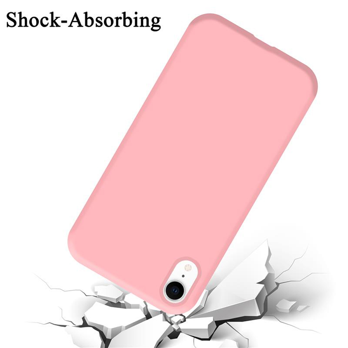 Eine rosa Handyhülle mit einem Telefon darin. Die Hülle liegt auf dem Boden und zerbricht.