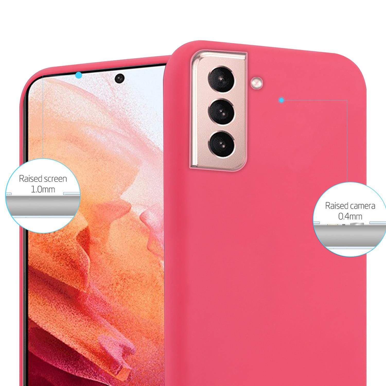 Custodia per telefono rosa con dettagli evidenziati di protezione della fotocamera e dello schermo. Testo: Schermo rialzato 1,0 mm, fotocamera rialzata 0,4 mm.
