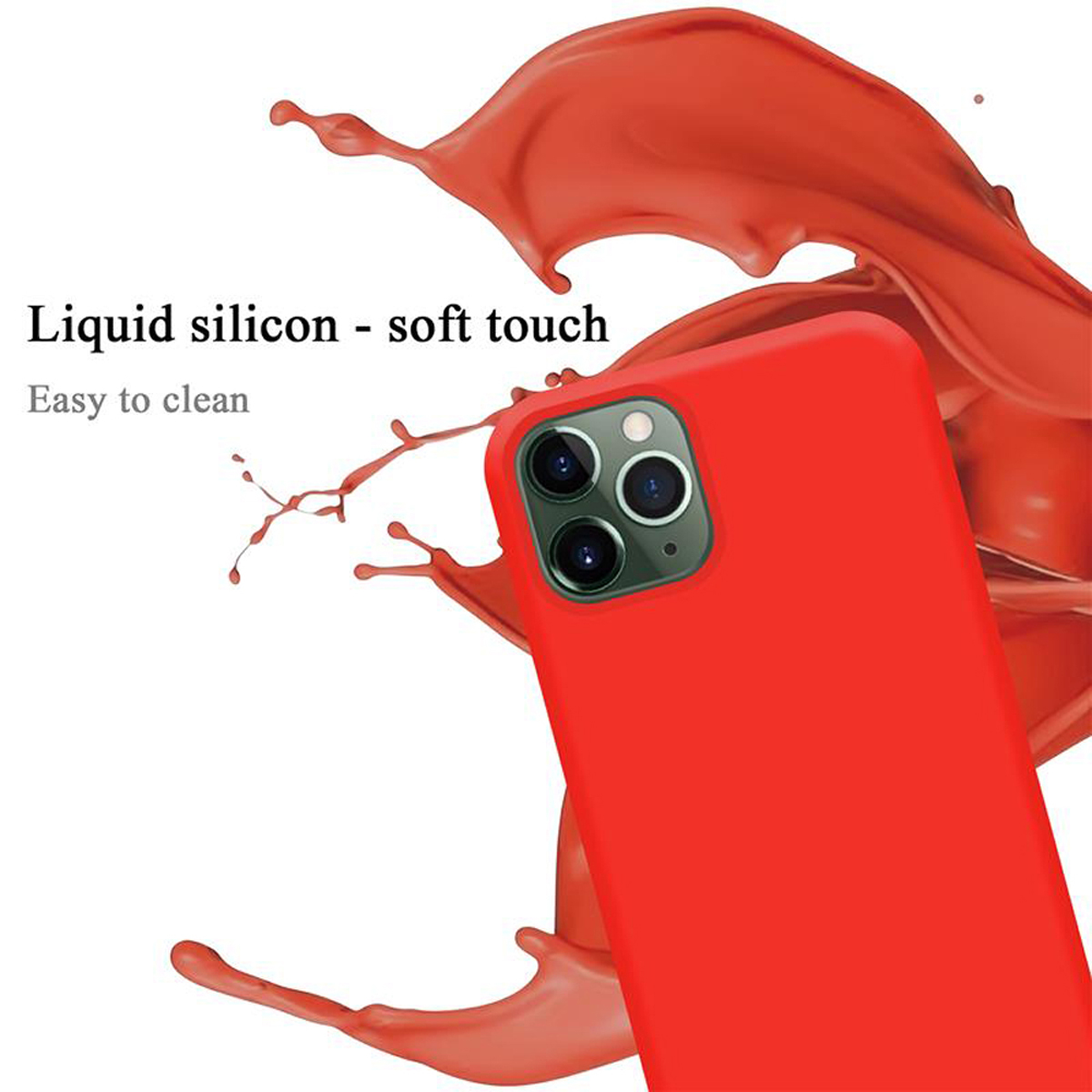 CADORABO Hülle Liquid PRO Backcover, Case Apple, MAX, LIQUID iPhone 11 Silicone ROT im Style