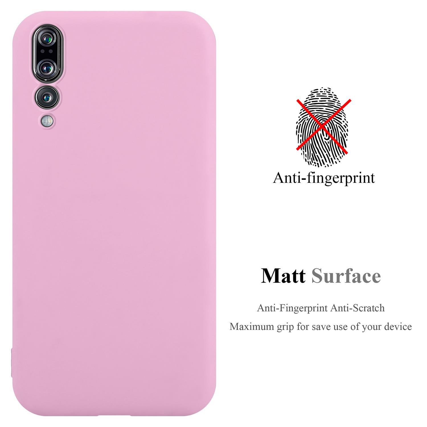 Rosa Handyhülle, Anti-Fingerabdruck, matte Oberfläche, weißer Hintergrund, keine Fingerabdrücke.