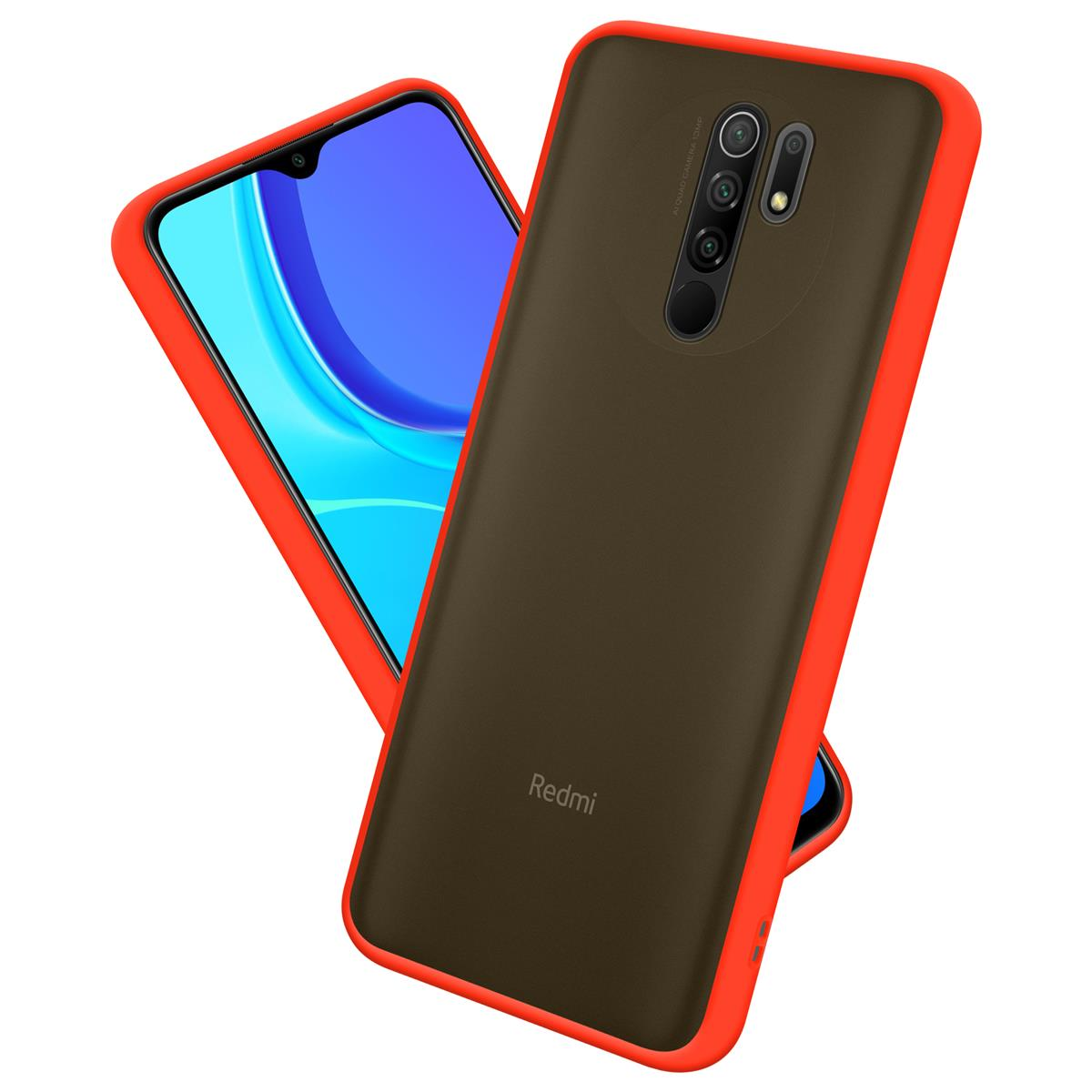 Cadorabo Cover Ibrida Per Xiaomi Redmi Note 10 – Rosso Opaco Con Bottoni Neri – Silicone TPU + Retro In Plastica – Protezione Antishock