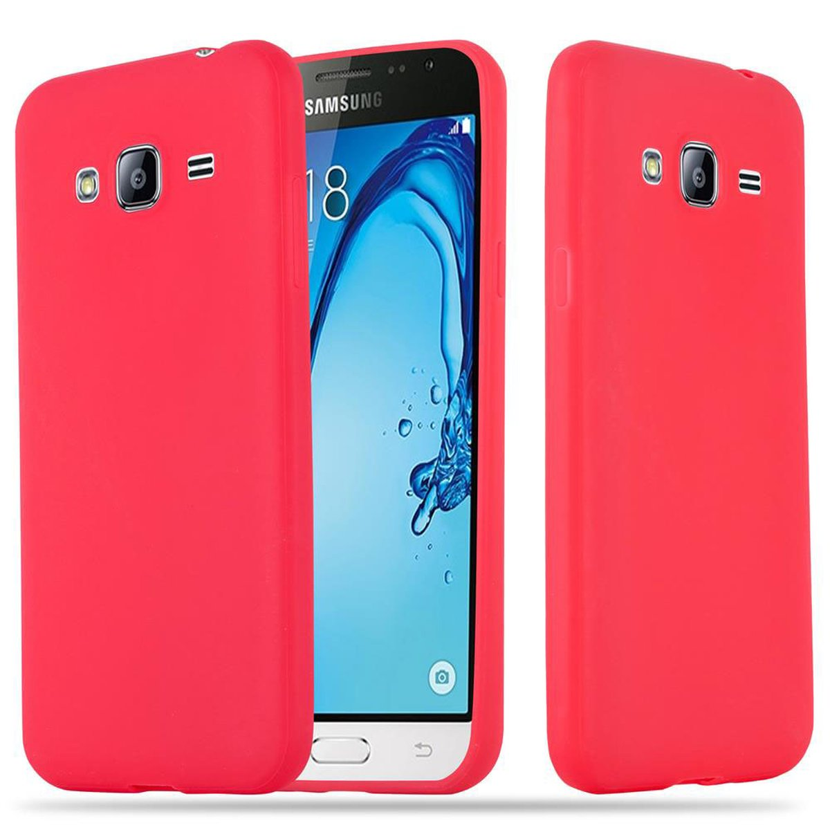 Galaxy im Hülle Samsung, CADORABO TPU 2016, Style, CANDY Candy J3 Backcover, ROT