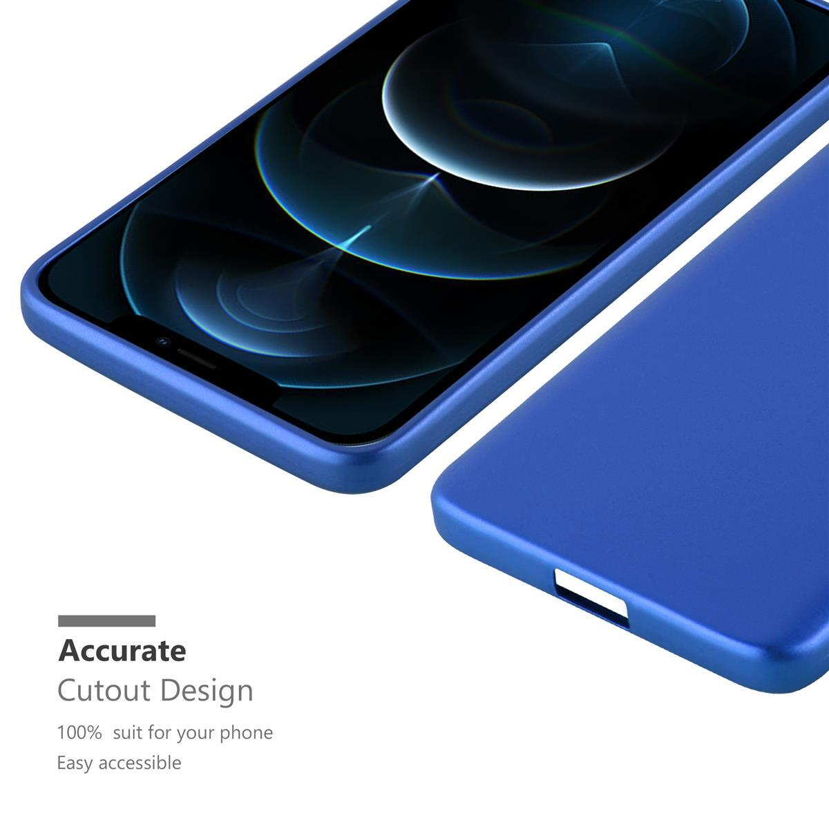 Zwei blaue Handyhüllen. Eine zeigt den Bildschirm. Der Text "Accurate Cutout Design" ist sichtbar.