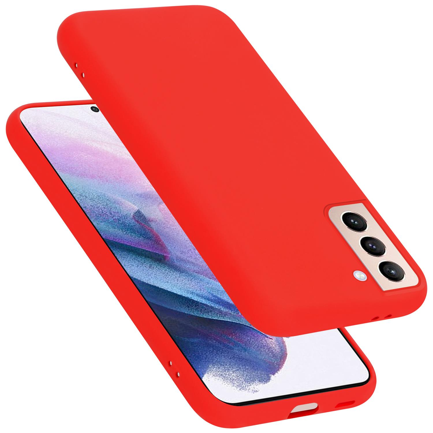 im LIQUID S21 Silicone Liquid Backcover, Hülle ROT Case Samsung, PLUS, Galaxy Style, CADORABO