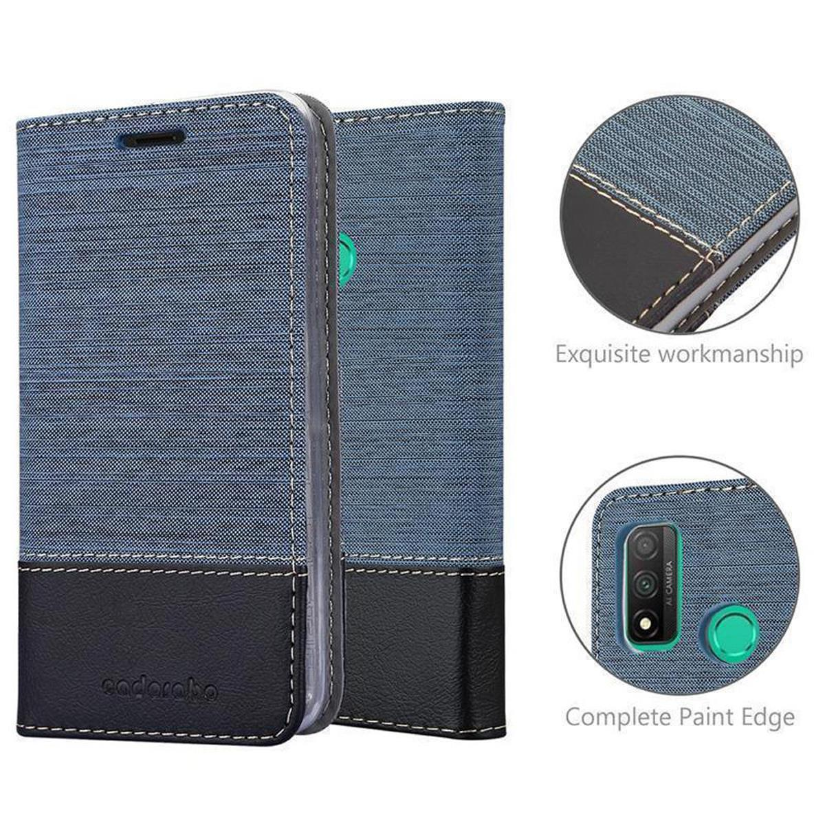 Custodia per telefono blu aperta. Mostra il telefono e il design della custodia. Ha una lavorazione squisita.