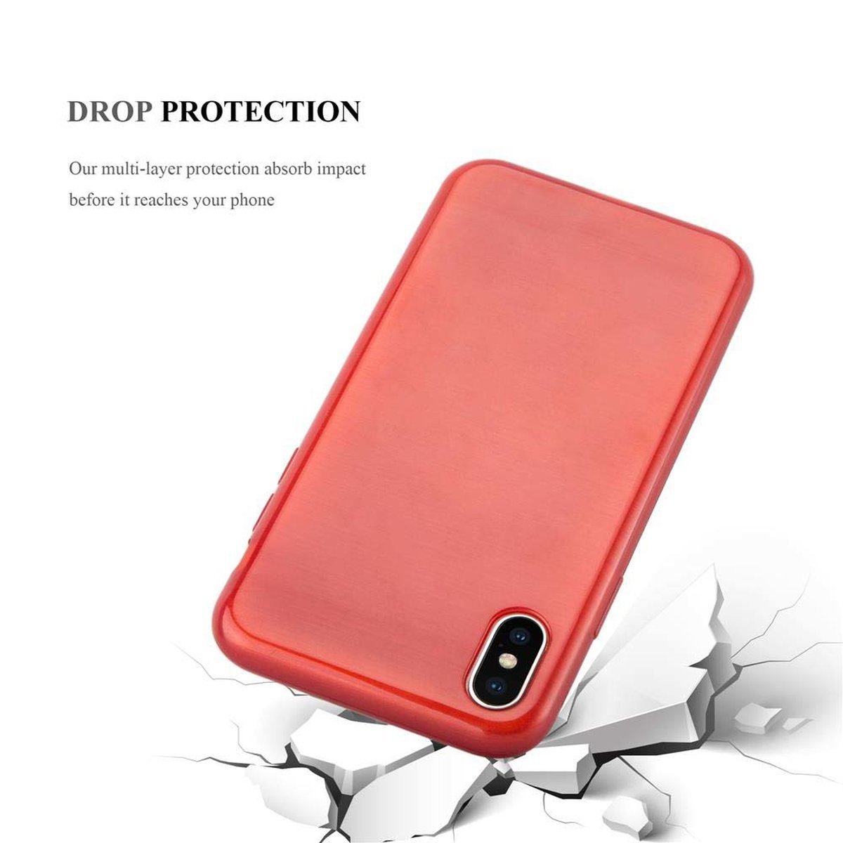 CADORABO TPU Brushed Hülle, Backcover, / ROT iPhone X XS, Apple