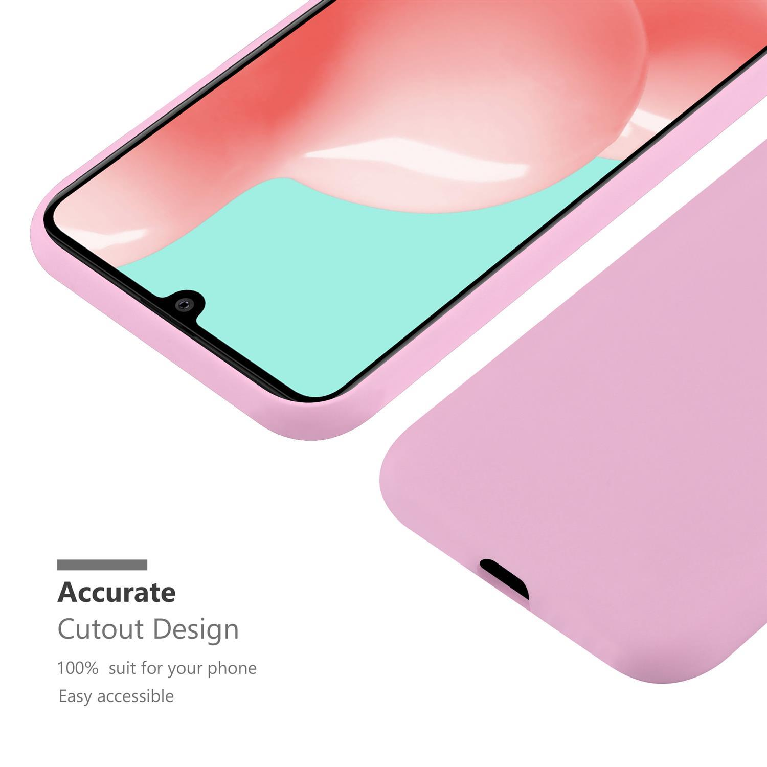 Eine hellrosa Handyhülle mit einem Telefonbildschirm. Der Text "Accurate Cutout Design" wird angezeigt.