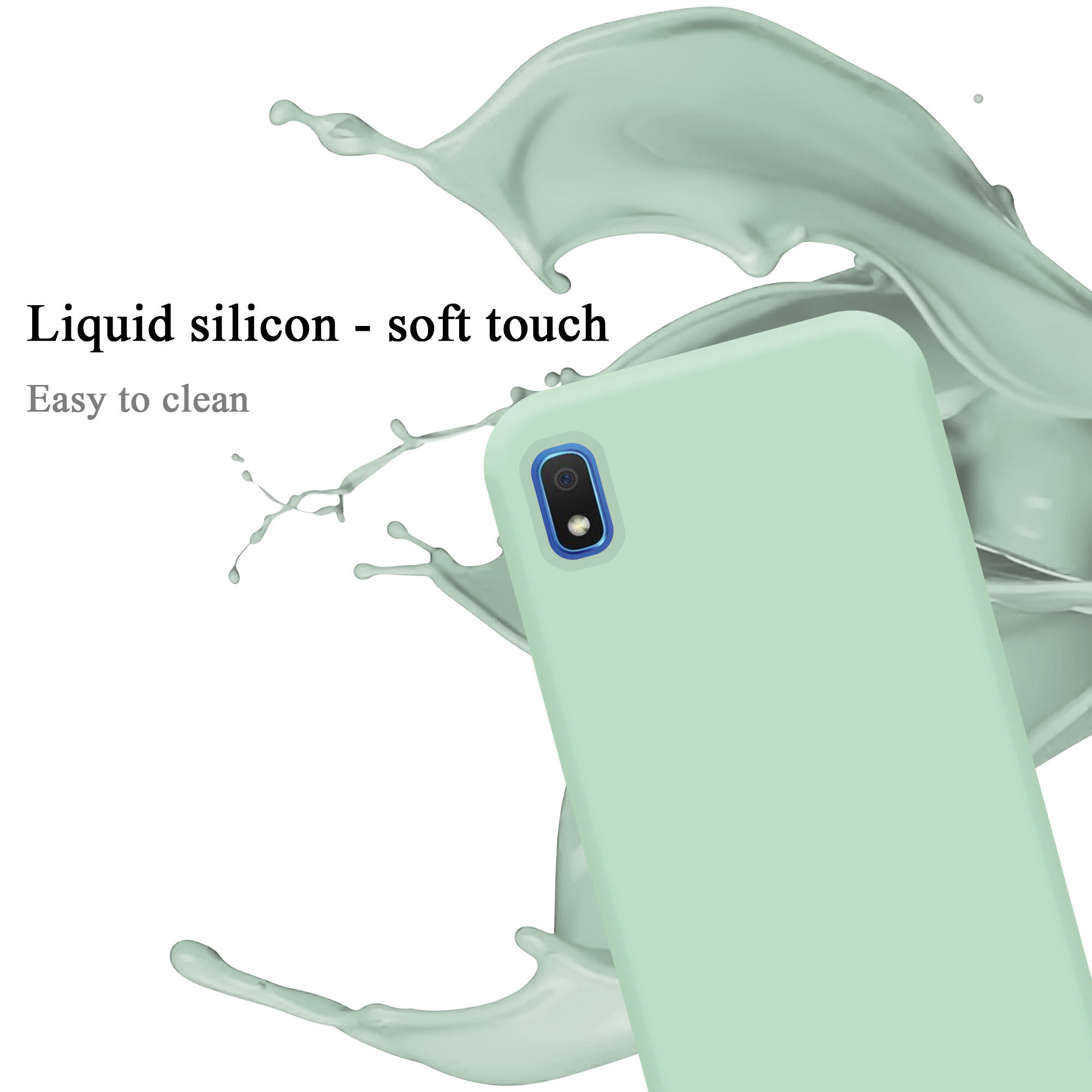 CADORABO Hülle im Liquid Silicone Backcover, Style, GRÜN Galaxy HELL Samsung, A10 / LIQUID M10, Case