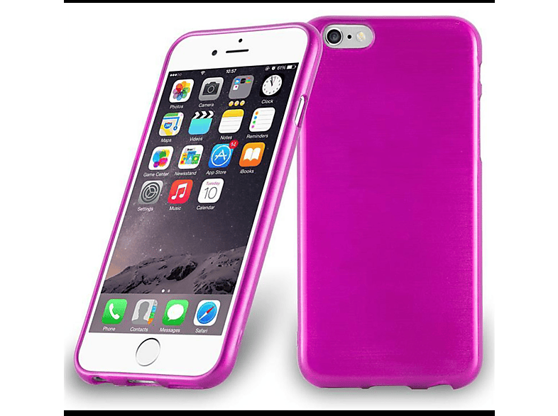 Backcover, iPhone PINK TPU / Apple, 6S, Brushed 6 CADORABO Hülle,