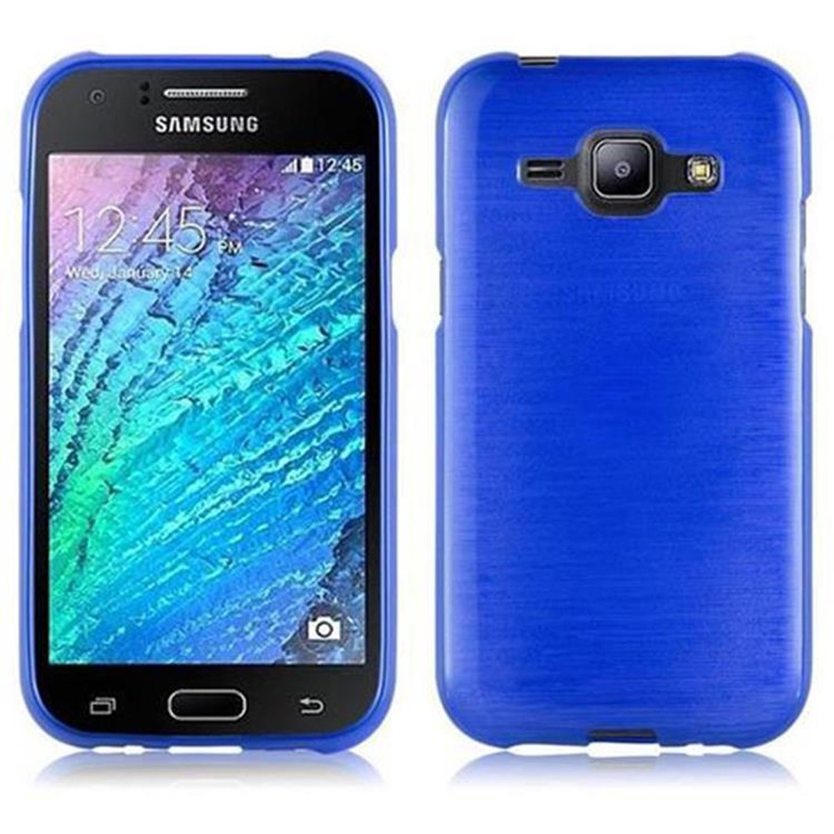 Samsung, TPU 2015, CADORABO Galaxy Hülle, Backcover, Brushed BLAU J1