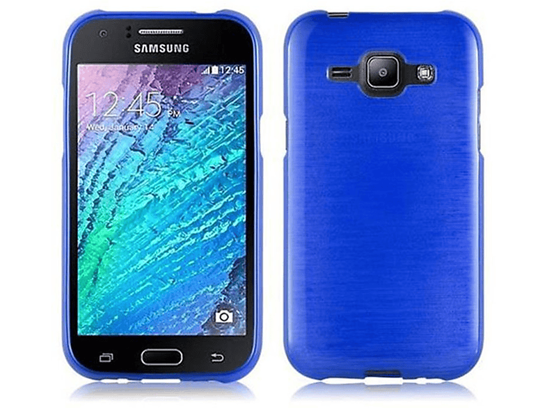 Brushed Samsung, TPU Galaxy J1 CADORABO BLAU Backcover, 2015, Hülle,