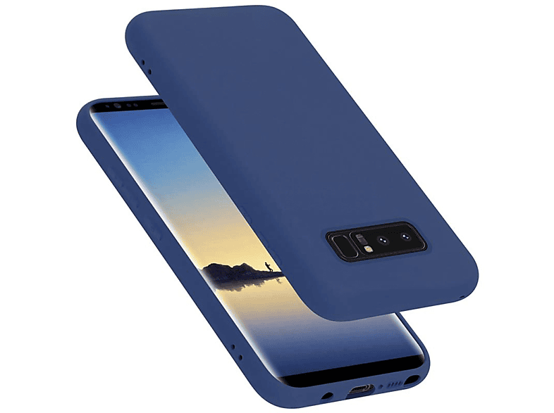 CADORABO Hülle im Liquid Silicone LIQUID Backcover, Style, Samsung, 8, BLAU Galaxy Case NOTE