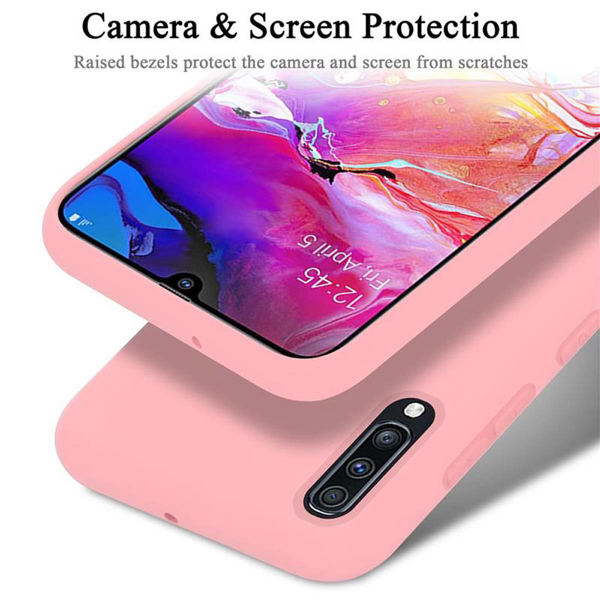 Rosa Handyhülle mit Telefon, Kamera und Bildschirm durch erhöhte Blenden geschützt.