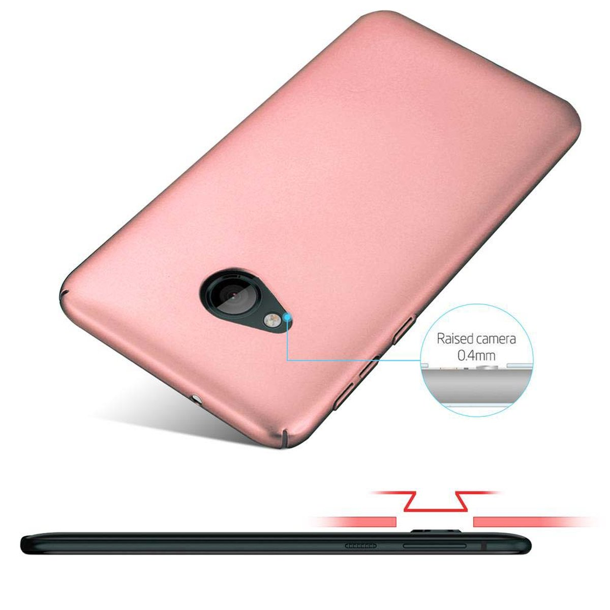 CADORABO Hülle PLAY, Style, Matt Hard Case ROSÉ GOLD Metall METALL im HTC, Backcover, U