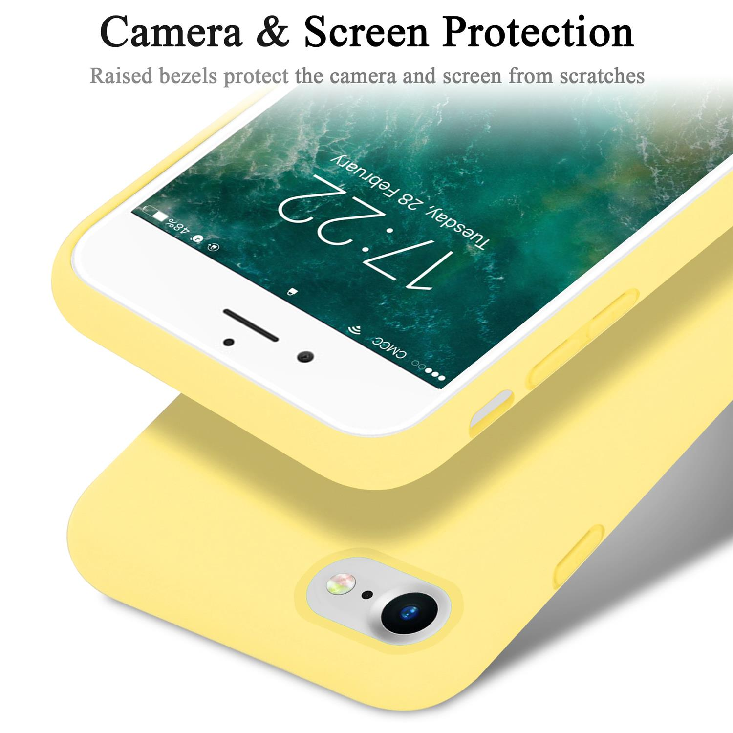 iPhone / 8 SE 7 CADORABO Hülle Backcover, GELB Liquid 7S / im Case / Style, 2020, Silicone LIQUID Apple,