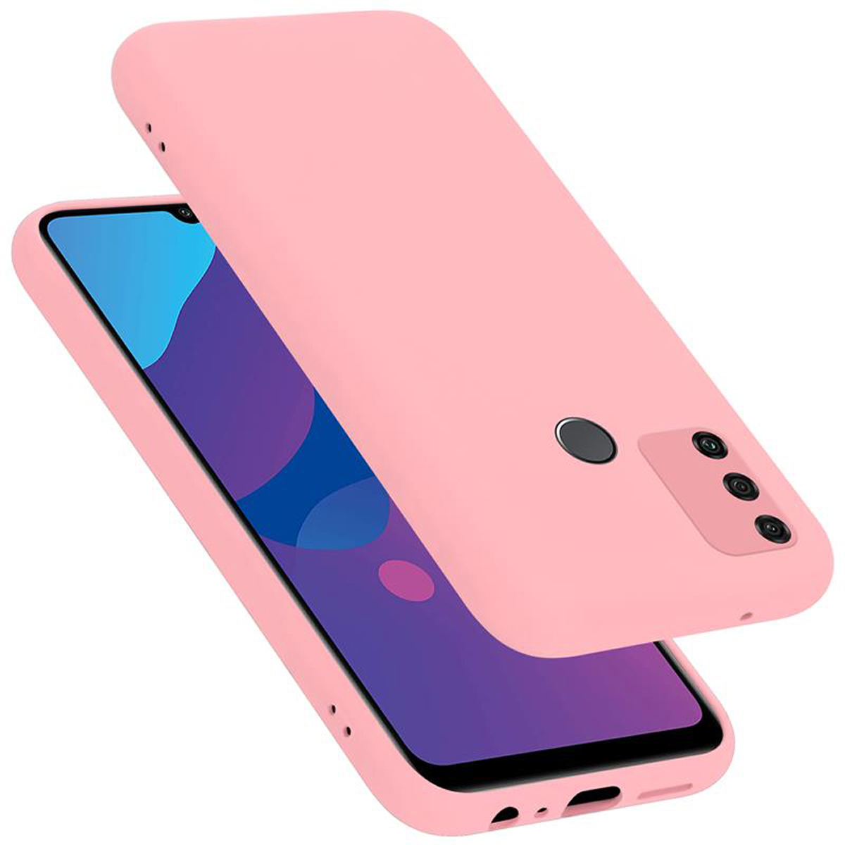 Rosa Telefonhülle über einem Telefon: Das Telefon hat eine rosa Hülle.