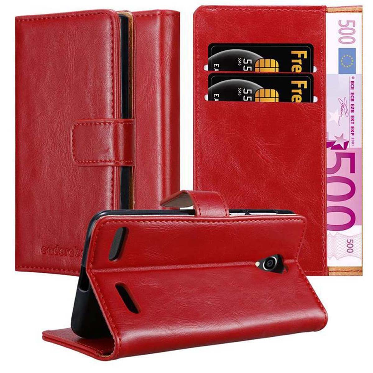 CADORABO Hülle Luxury ZTE, Bookcover, Book Style, Blade WEIN ROT L7