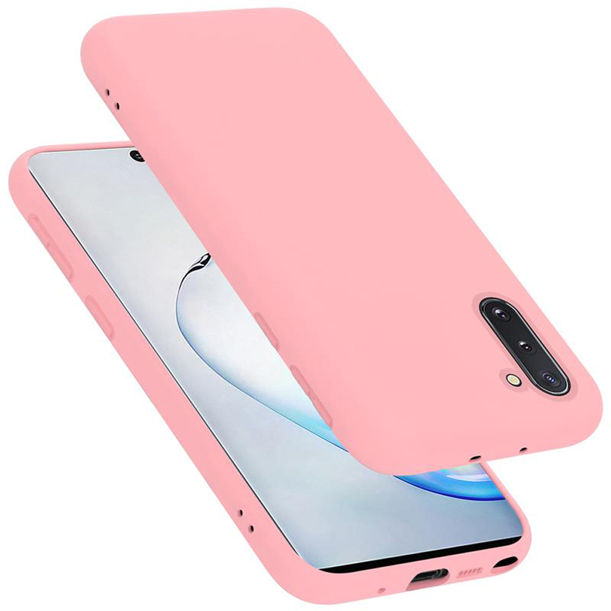 Rosa Telefonhülle über einem Telefon: Das Telefon hat eine rosa Hülle.