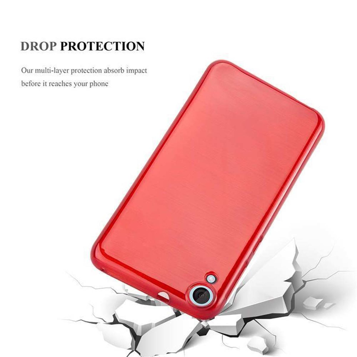 HTC, Desire Backcover, Brushed Hülle, 820, CADORABO ROT TPU