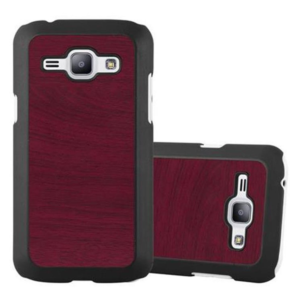 Style, Samsung, 2015, Woody Hard Hülle Galaxy WOODY Backcover, ROT J1 CADORABO Case