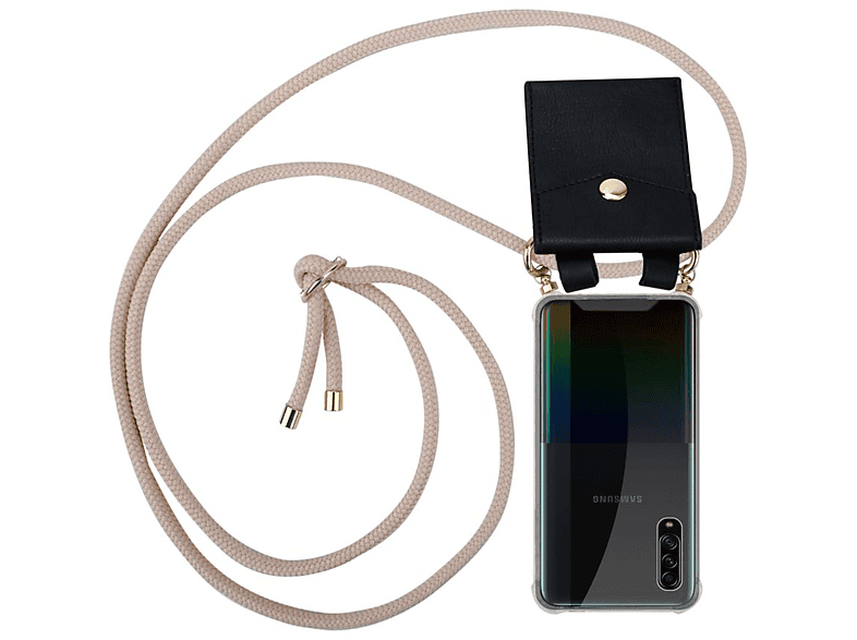 ROSÉGOLD und 5G, CADORABO Hülle, mit A90 Ringen, Galaxy Gold Backcover, Band Handy abnehmbarer Samsung, Kette PERLIG Kordel