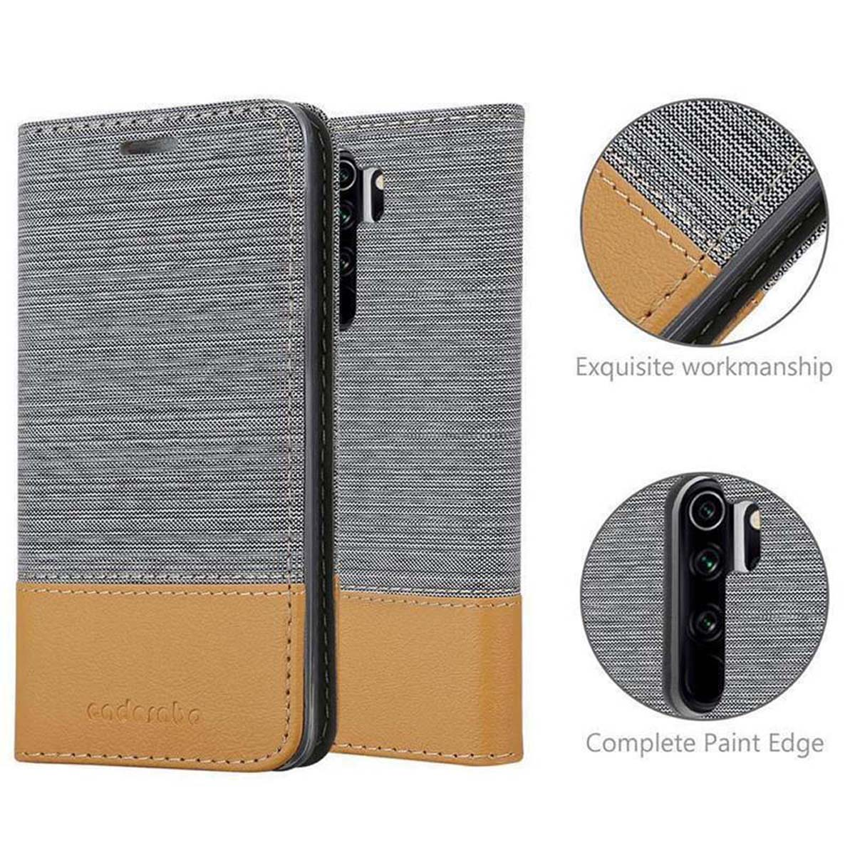 PRO, Xiaomi, GRAU NOTE Schutzhülle HELL Book Style, Jeans BRAUN CADORABO im 8 RedMi Bookcover,