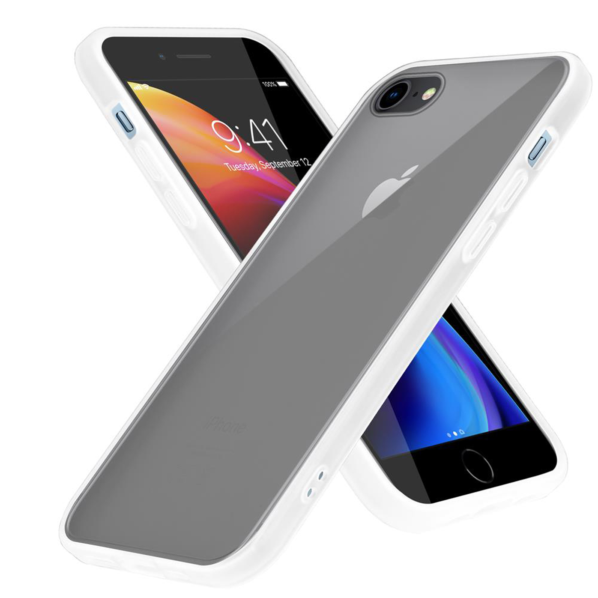 Transparent mit / Schutzhülle / Kunststoff 6 8 7 SE Rückseite, Hybrid matter Hülle iPhone Backcover, Apple, Silikon Innenseite 6S TPU Matt / / CADORABO / 7S 2020, und