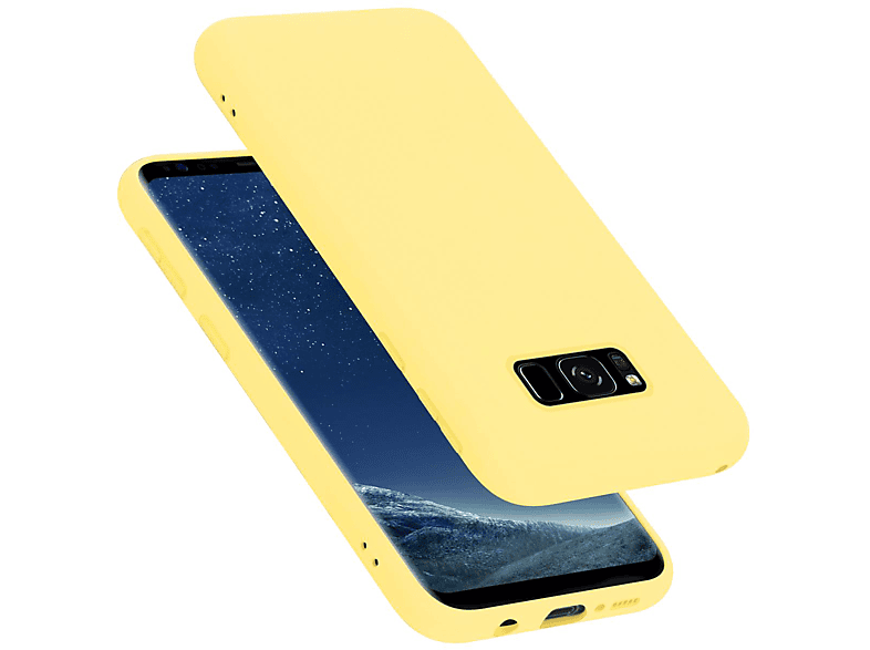 CADORABO Hülle im Liquid Silicone Case S8, Backcover, Galaxy LIQUID GELB Style, Samsung