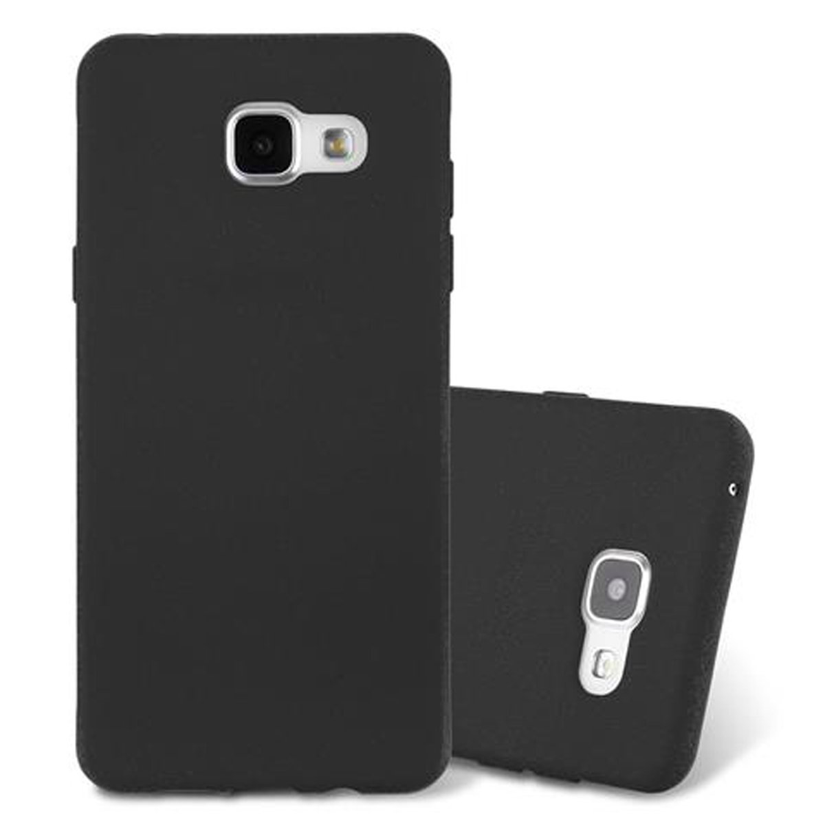 Dos fundas negras para teléfono, una vertical, la otra acostada.