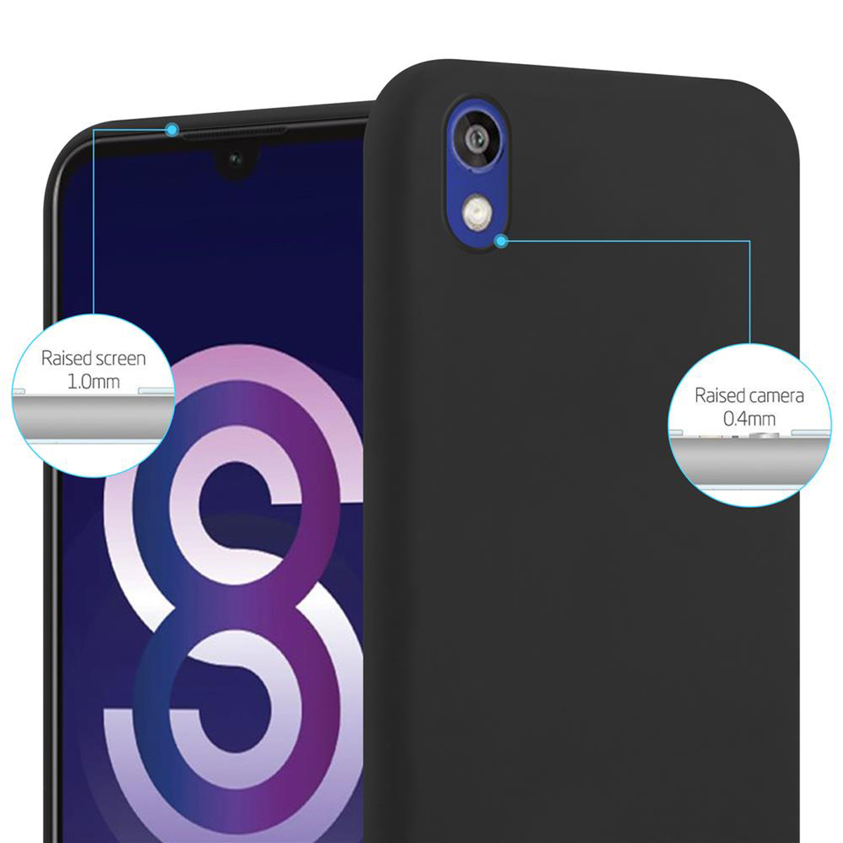 8 im 8S, Backcover, Honor 2019 CADORABO Y5 / Style, CANDY Enjoy Hülle Huawei, Play / TPU Candy SCHWARZ