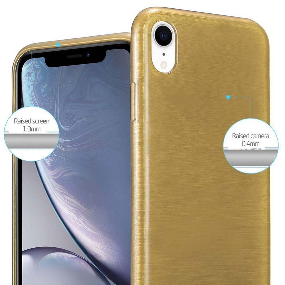 Hülle, Apple, Brushed XR, iPhone CADORABO GOLD TPU Backcover,