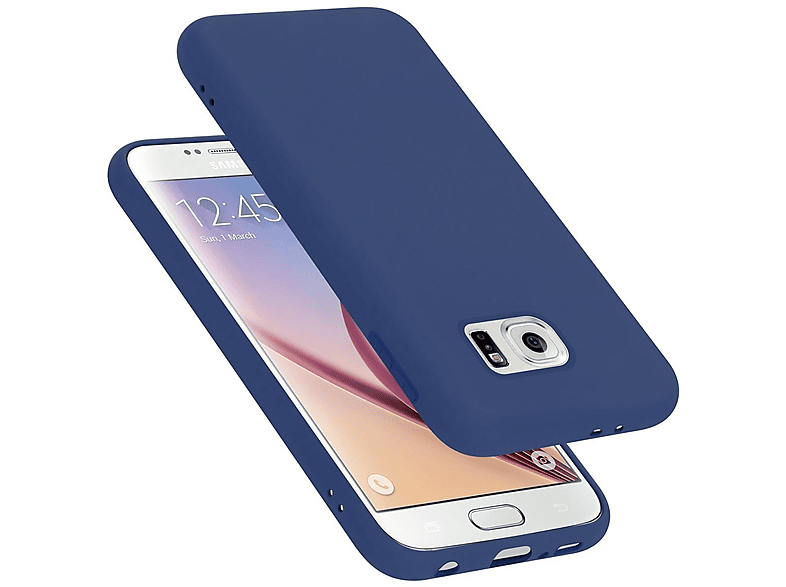 CADORABO Hülle im Liquid Silicone Case Style, Backcover, Samsung, Galaxy S6, LIQUID BLAU
