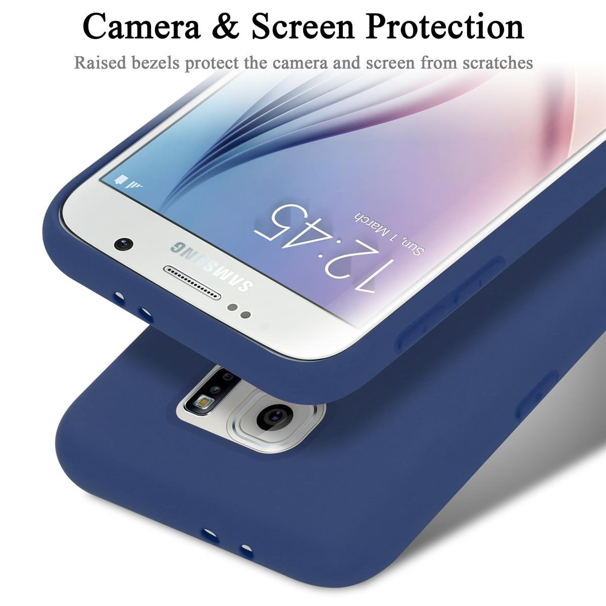 CADORABO Hülle im Liquid Silicone LIQUID Galaxy Style, Case Backcover, S6, Samsung, BLAU