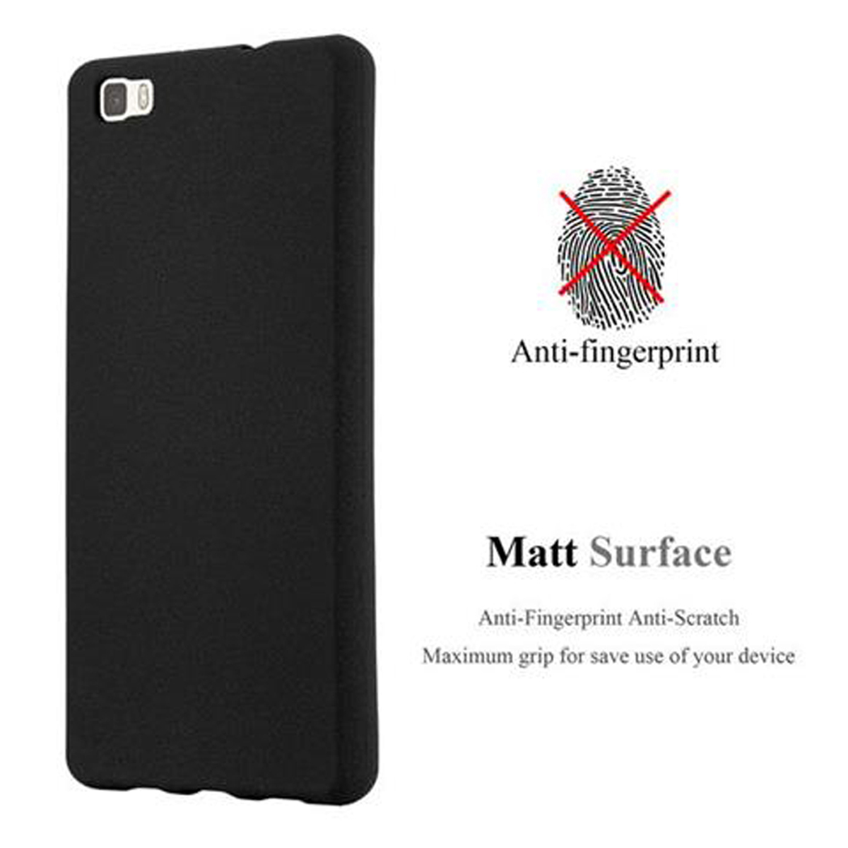 FROST LITE P8 SCHWARZ TPU CADORABO Huawei, 2015, Frosted Backcover, Schutzhülle,