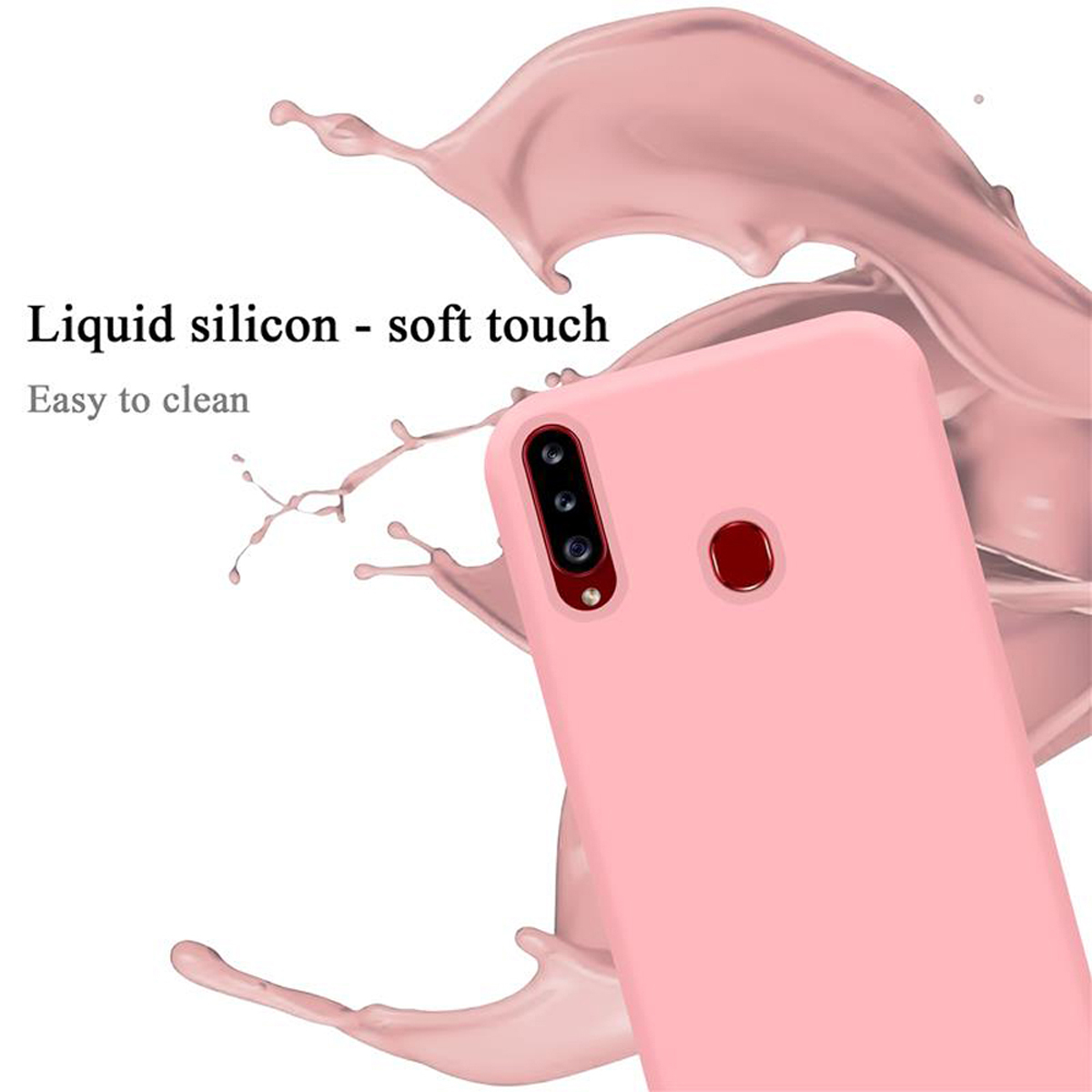 CADORABO Hülle Style, Galaxy Liquid Case PINK LIQUID Silicone Samsung, im A20s, Backcover