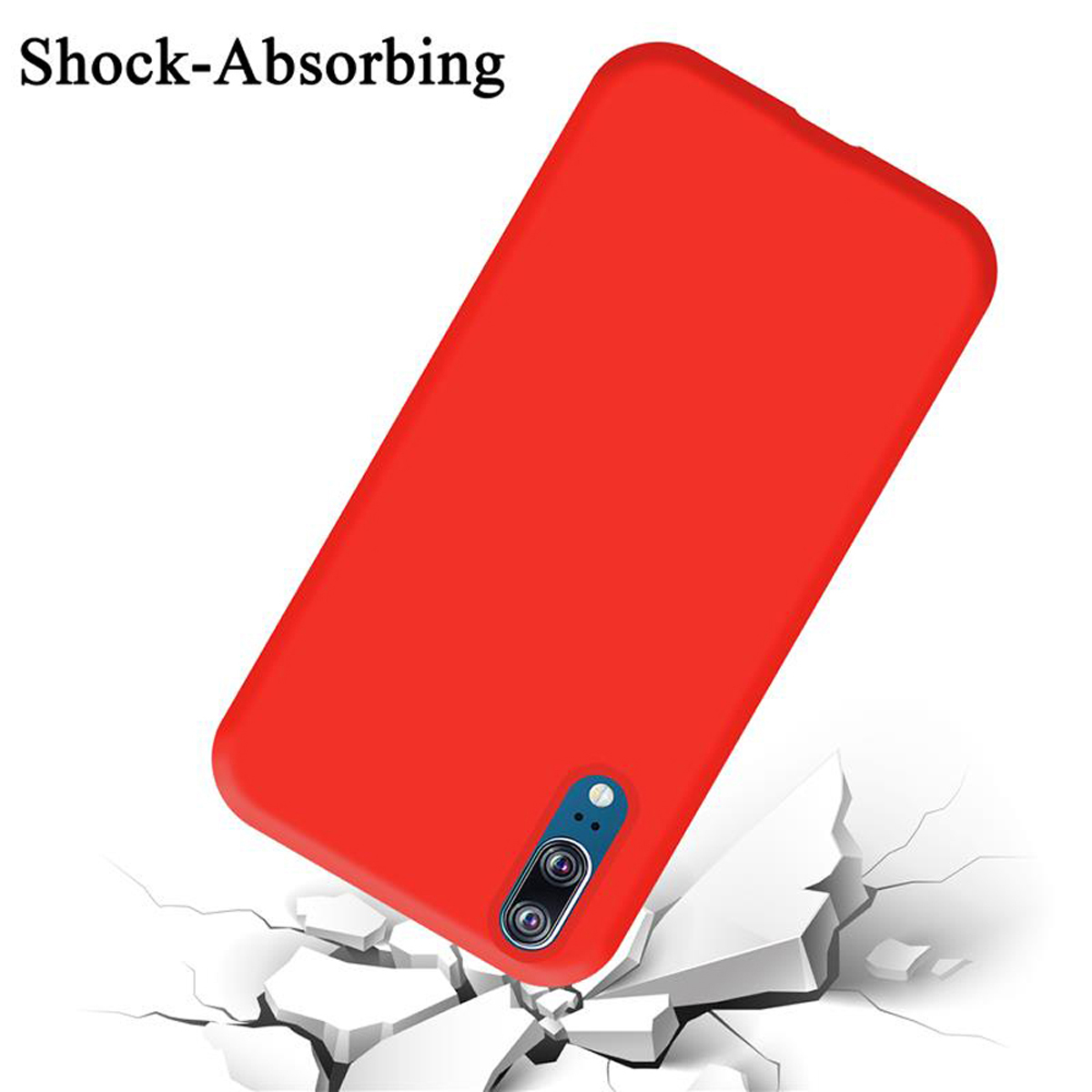P20, Case Backcover, Liquid Silicone CADORABO Hülle ROT Style, Huawei, LIQUID im