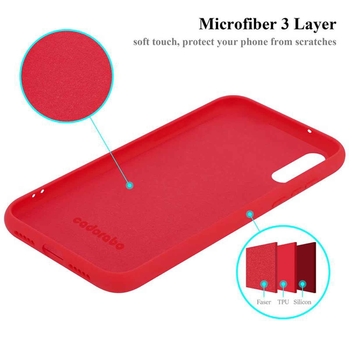 P20, Case Backcover, Liquid Silicone CADORABO Hülle ROT Style, Huawei, LIQUID im