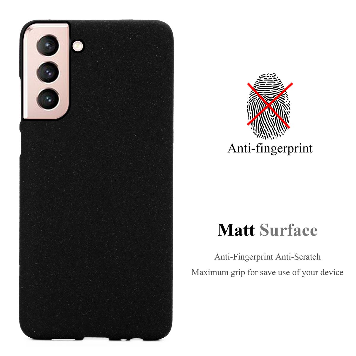 Schwarze Handyhülle. Sie hat eine Anti-Fingerabdruck- und matte Oberfläche mit zugehörigem Text.
