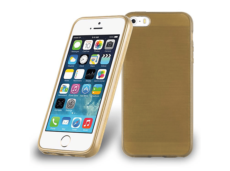 2016, CADORABO Brushed Hülle, iPhone 5 Apple, SE Backcover, / TPU GOLD / 5S