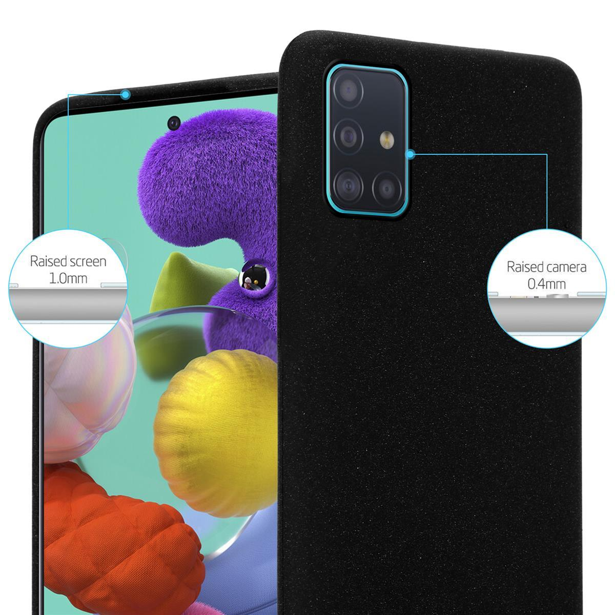 Custodia nera per telefono con schermo e fotocamera rialzati, caratteristiche.