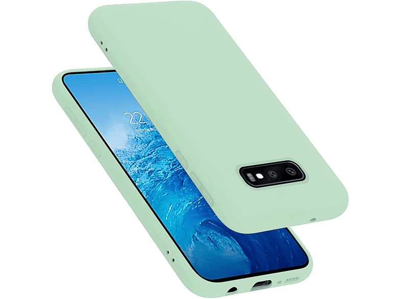 Hülle Galaxy Backcover, CADORABO Liquid Silicone LIQUID Case Samsung, im HELL Style, GRÜN S10e,