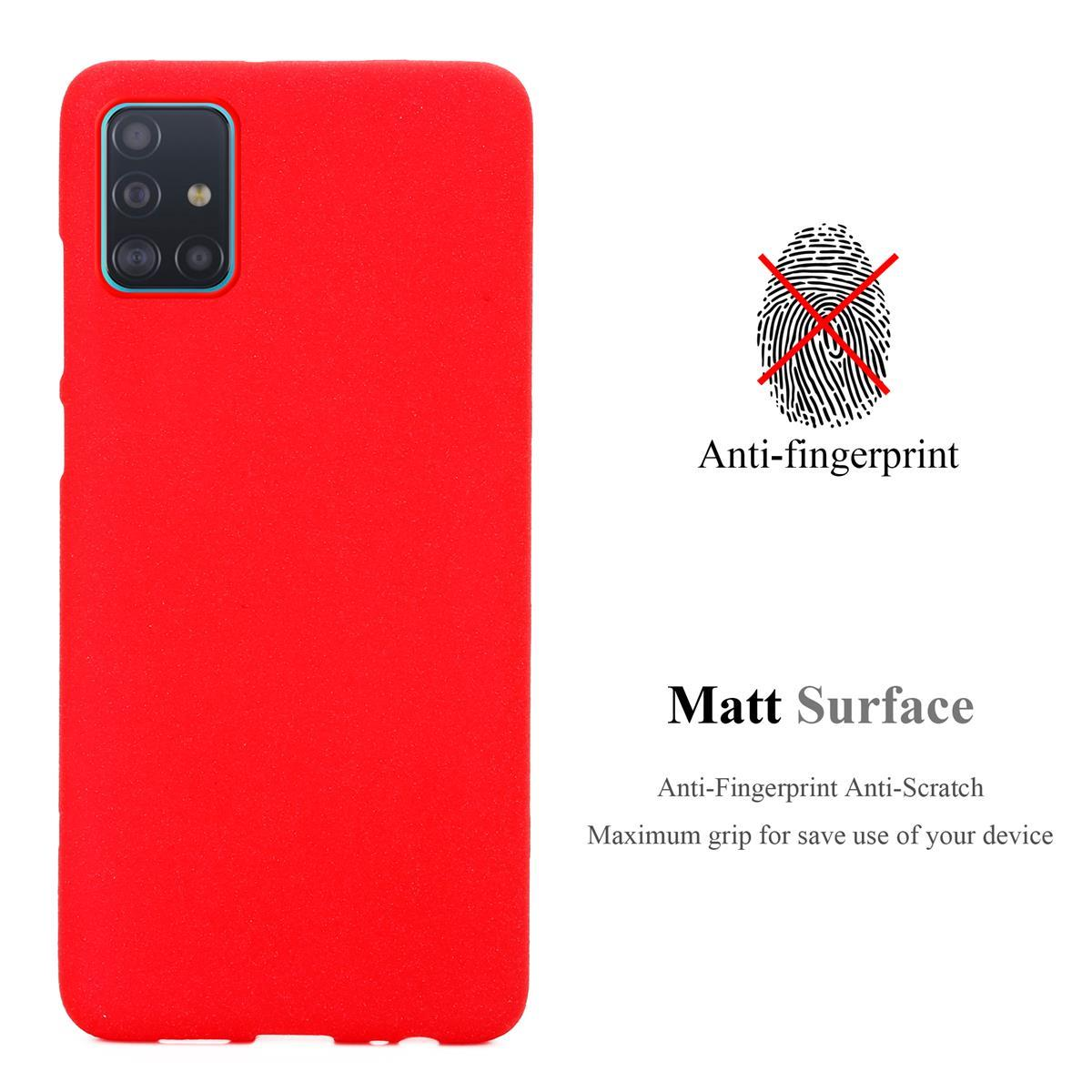 Custodia rossa. Il testo dice 'Anti-fingerprint' e 'Matt Surface'.